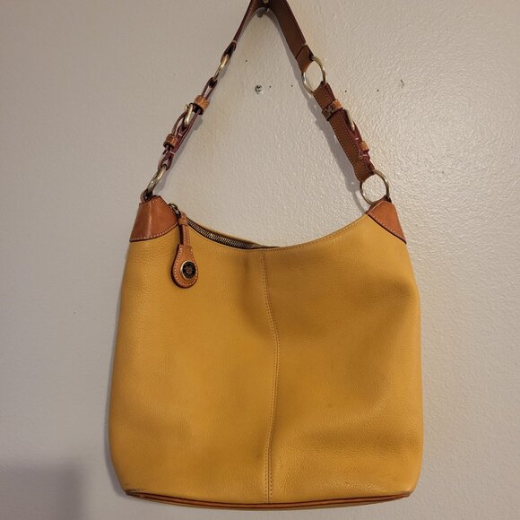 Dooney & Bourke All Weather Leather 2 Hobo Bag Pebble Gold Tan leather trim - Picture 1 of 14